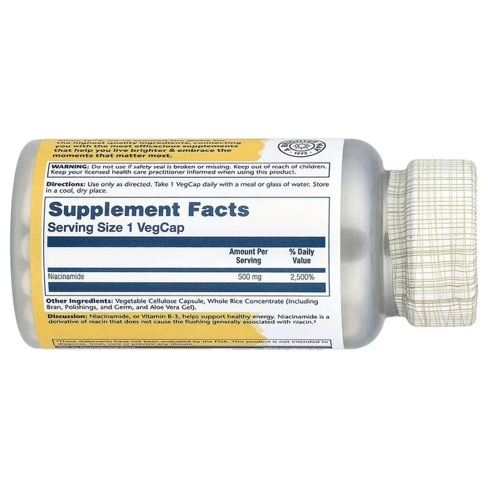 Solaray, Niacinamida, 500 mg, 100 cápsulas vegetales