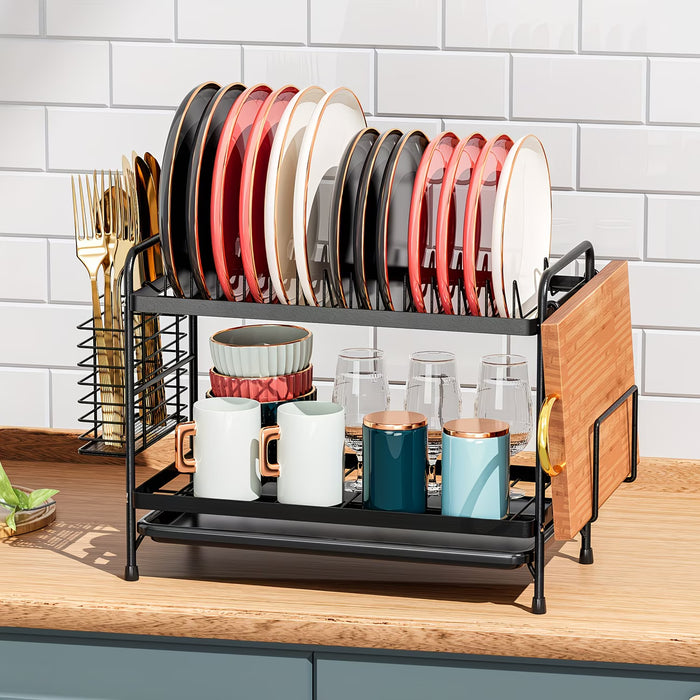 1pc Escurridor de Platos de 2 Niveles para Utensilios de Cocina