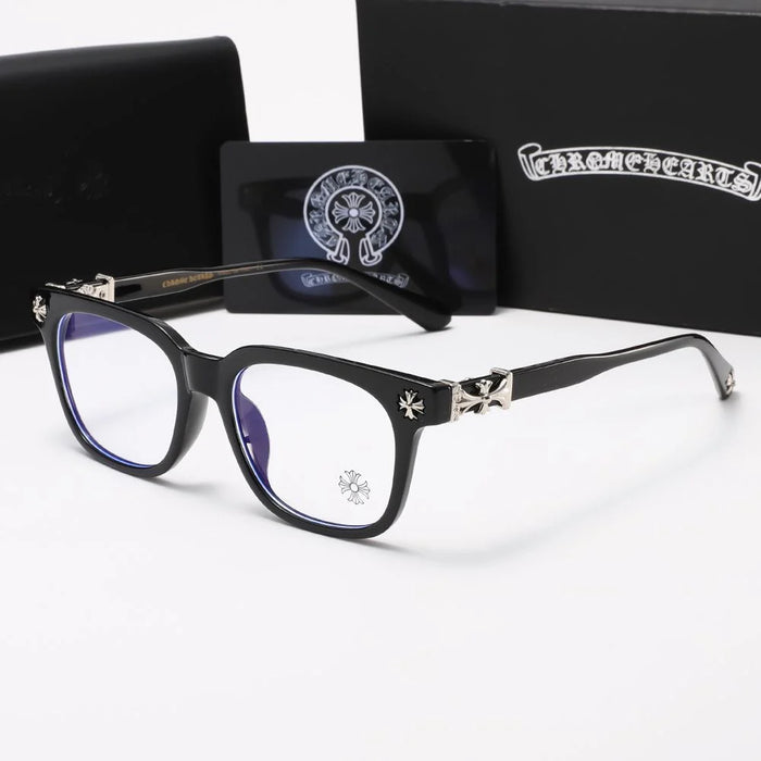 Gafas con forma de corazón cromado - Insignias negras y plateadas