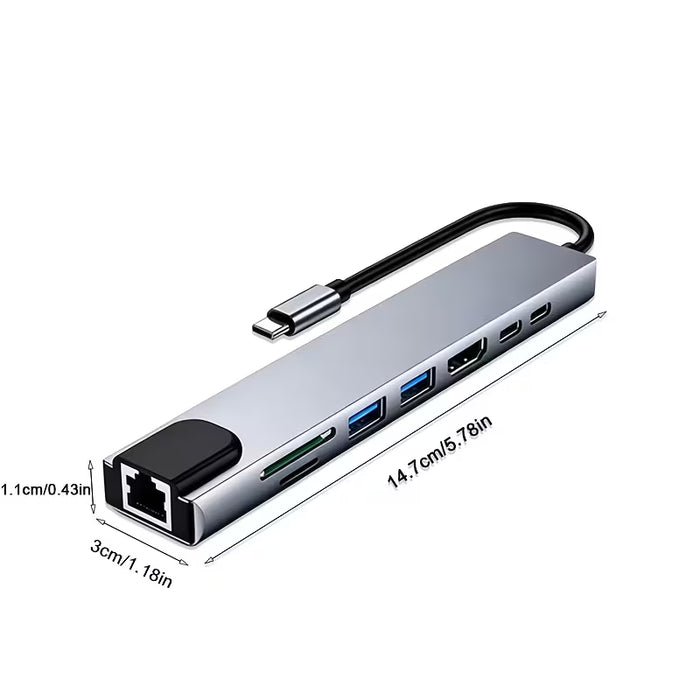 Estación de acoplamiento para laptop 8 en 1, Hub USB-C Adaptador HDTV 4K