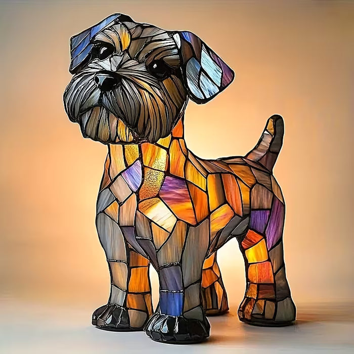 Figura Coleccionable, Lámpara LED de Perro Schnauzer - Luz de Noche de Resina USB