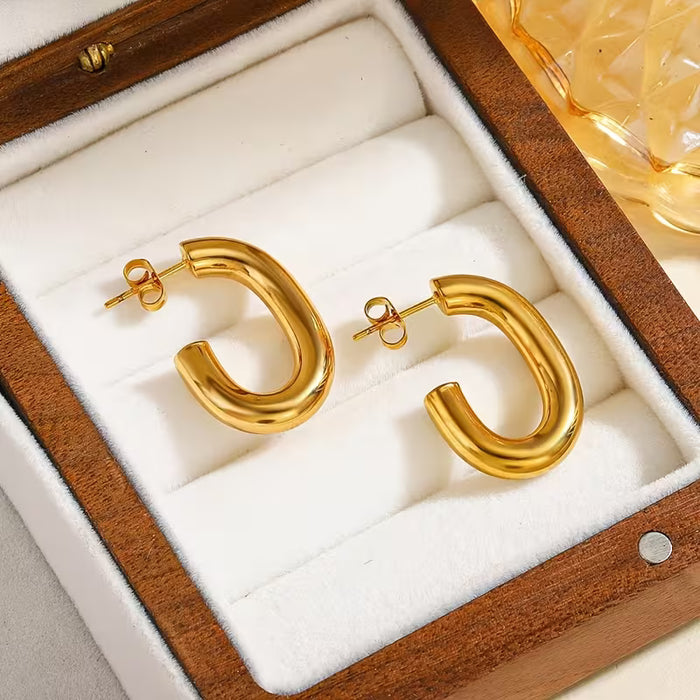 Un Par de Aretes Geométricos en Forma de U para Mujer, Simples y Elegantes
