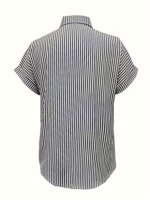 Camisa de Manga Corta a Rayas para Mujeres