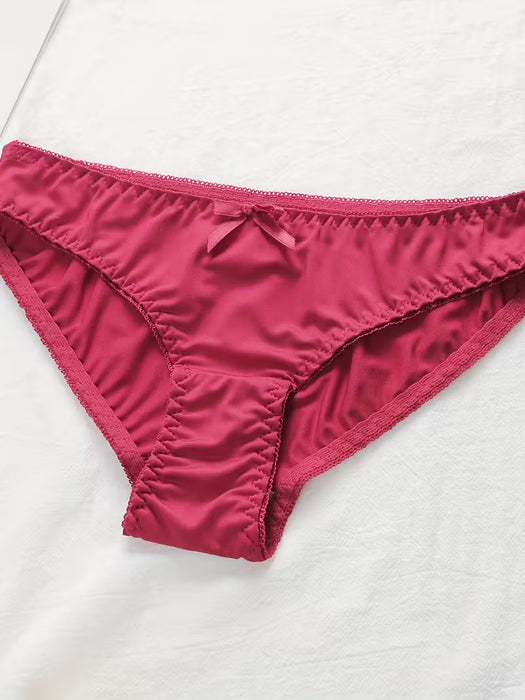 2 piezas de bragas de satén sólidas sin costuras, bragas íntimas elásticas