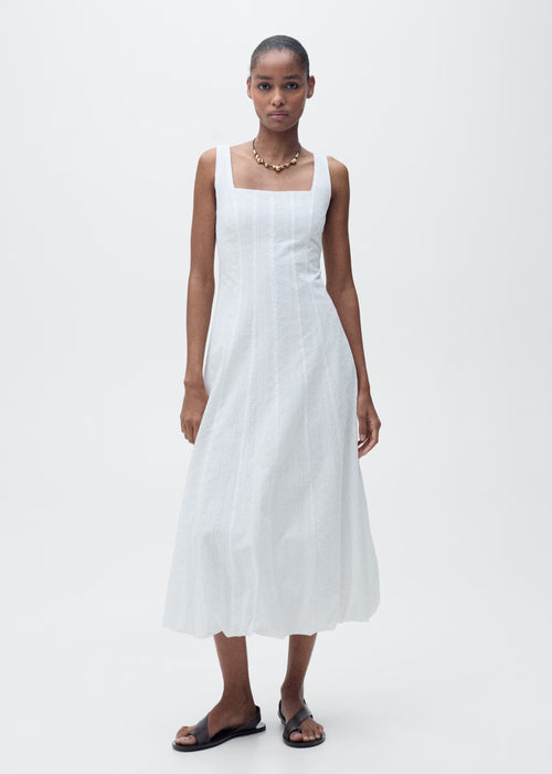 MANGO Vestido bordado con bajo abullonado