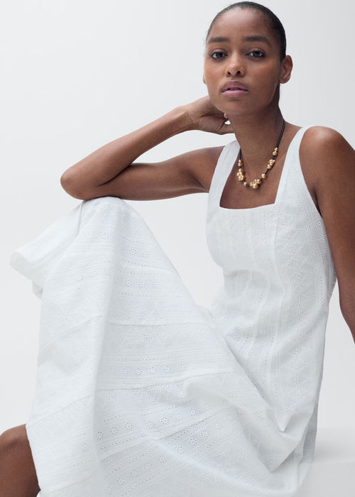 MANGO Vestido bordado con bajo abullonado
