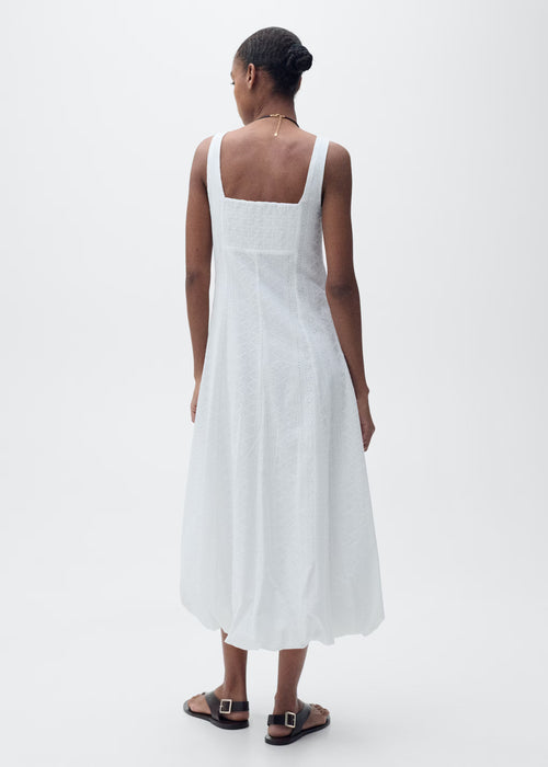 MANGO Vestido bordado con bajo abullonado