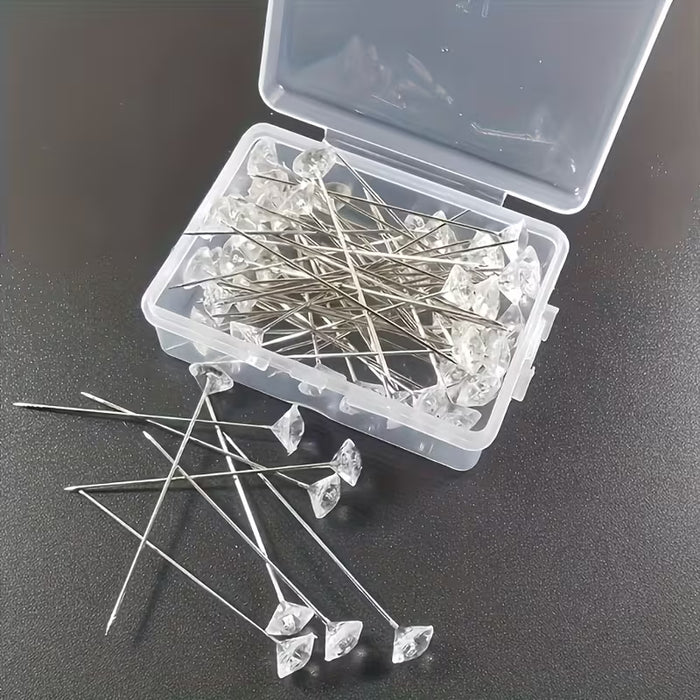 30 piezas Alfileres de fijación multiusos de coser a mano con puntas de cristal