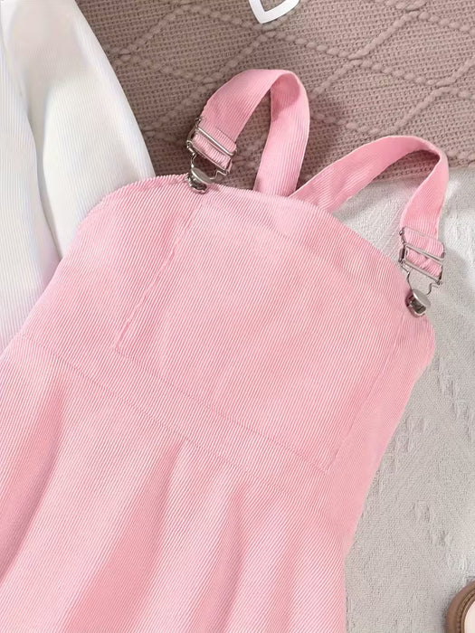 Conjunto de 2pcs para niñas, top de manga larga con tirantes ajustables