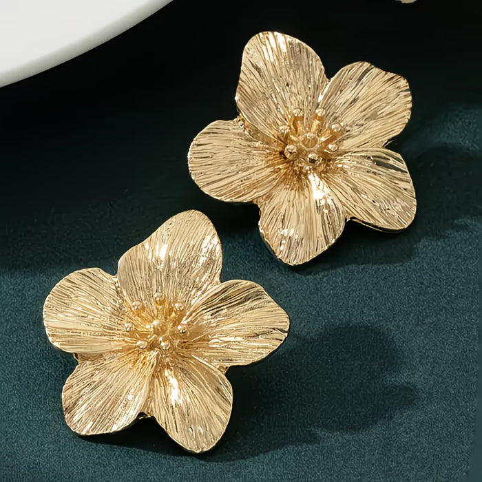 Par de aretes elegantes retro de flor de cerezo para mujer