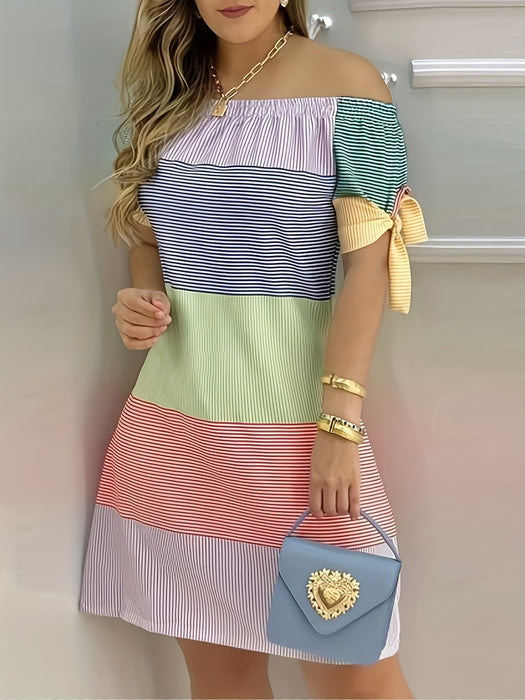 Vestido de Hombros Descubiertos con Estampado Floral para Mujer