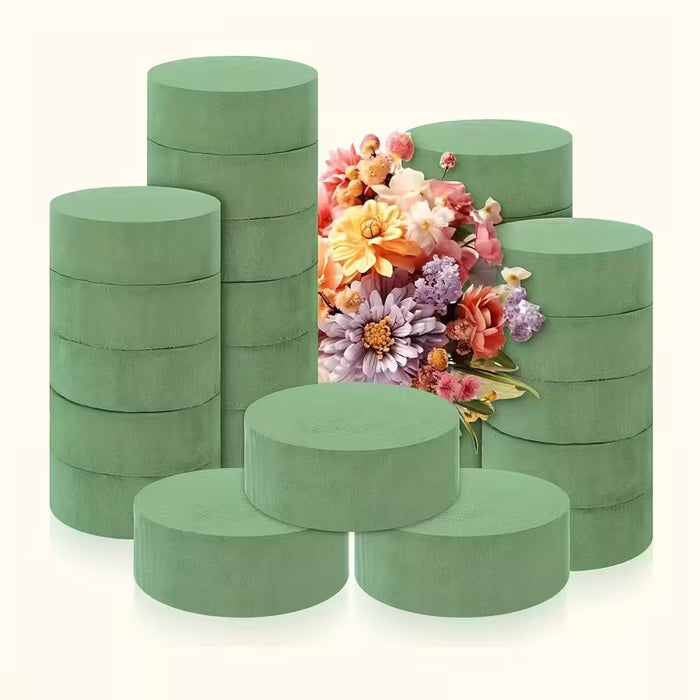 20 Esponjas Florales Redondas, Bloques de Espuma Floral Húmeda Verde de Alta Densidad