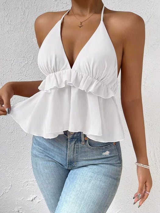 Top de tankini con cuello halter para mujer