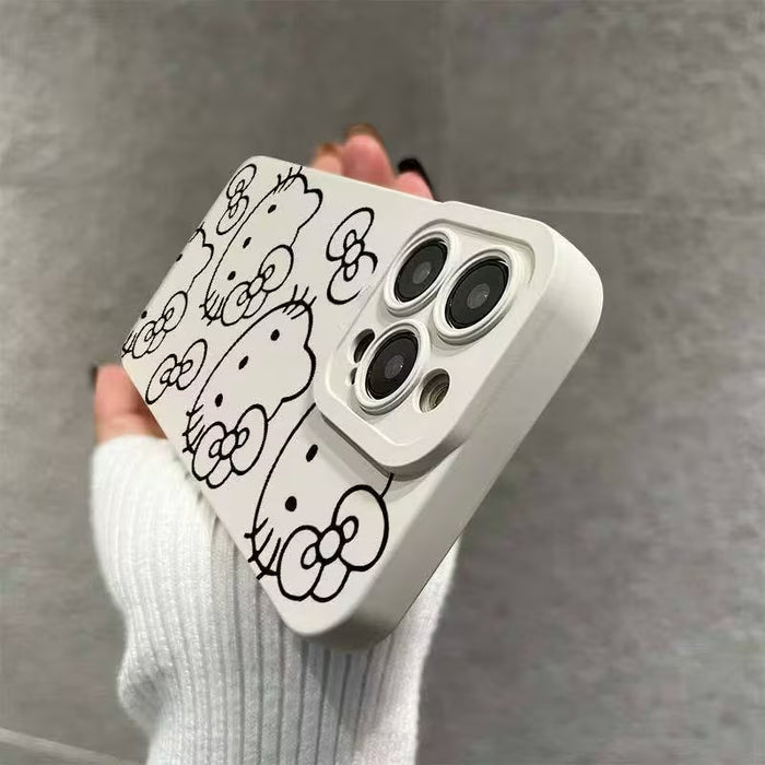 Funda para teléfono: Dibujo en Línea Negra Simple de Hello Kitty para iPhone 15