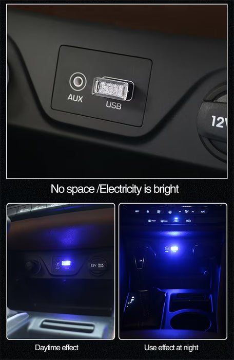Luz LED de ambiente para coche Mini USB, luz interior de neón