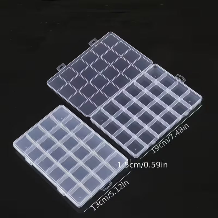 Caja de plástico con 24 compartimentos para organizar gomas elásticas y cuentas