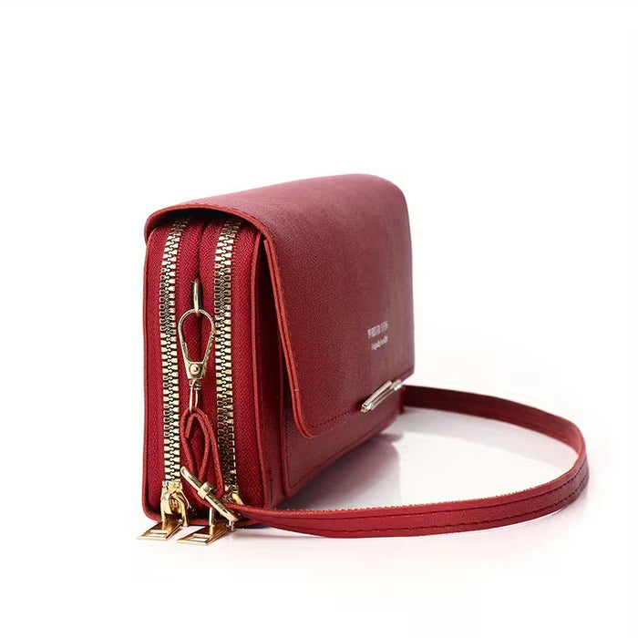 Bolso bandolera de doble capa para mujer, multifuncional de un solo hombro