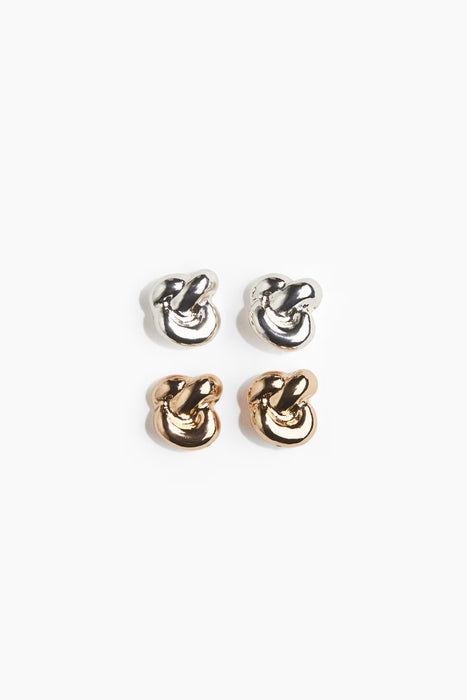 H&M 2 pares de pendientes con forma de nudo