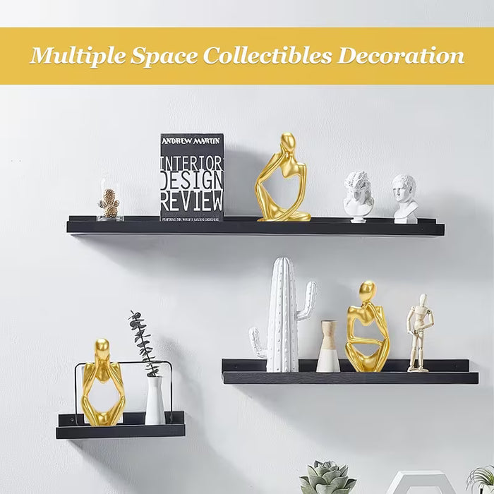 3Pcs Estatua del Pensador Decoración Dorada - Escultura Moderna Abstracta para Sala de Estar