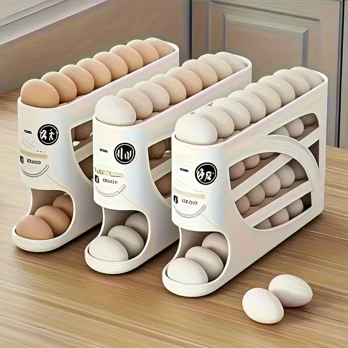 1 pieza, soporte de huevos pila, diseño deslizante automático, organizador de gran capacidad