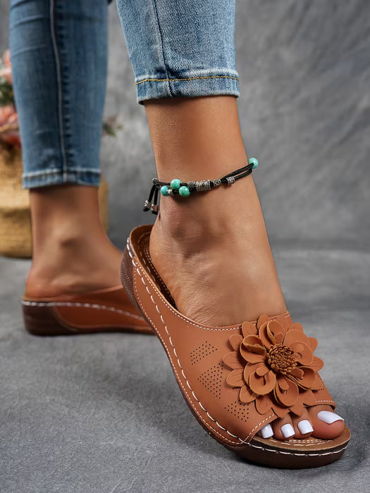 Sandalias de mujer de suela blanda con tacón grueso y dedos al descubierto