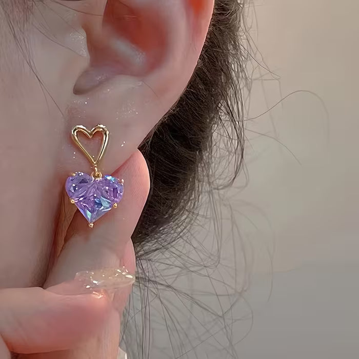 Juego de 3 piezas de aretes de tachuela y collar con corazón Y2K IF YOU para mujer