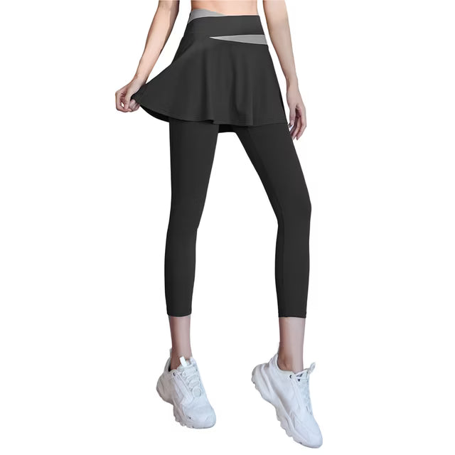 Leggings de mujer con Falda plisada Capris Leggings Entrenamiento atlético