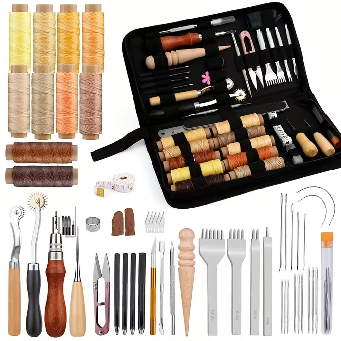 Kit de Costura, Kit de Artesanía en Cuero, Kit de Reparación de Tapicería con Hilo Encerado