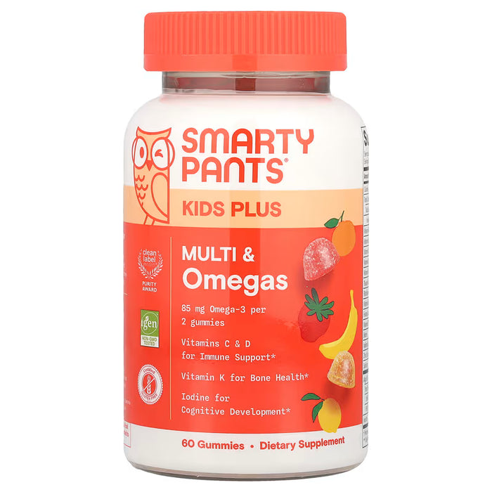 SmartyPants, Kids Plus, Gomitas Multi y Omega, Limón, Naranja y Plátano Fresa, 60 Gomitas