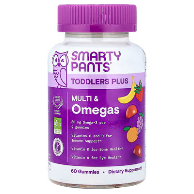 SmartyPants, Toddler Plus, Multi y Omega, Uva, Naranja y Plátano Fresa, 60 Gomitas