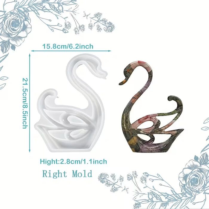 Moldes de silicona de cisnes en pareja, 2 piezas de moldes 3D realistas con forma de cisnes para resina