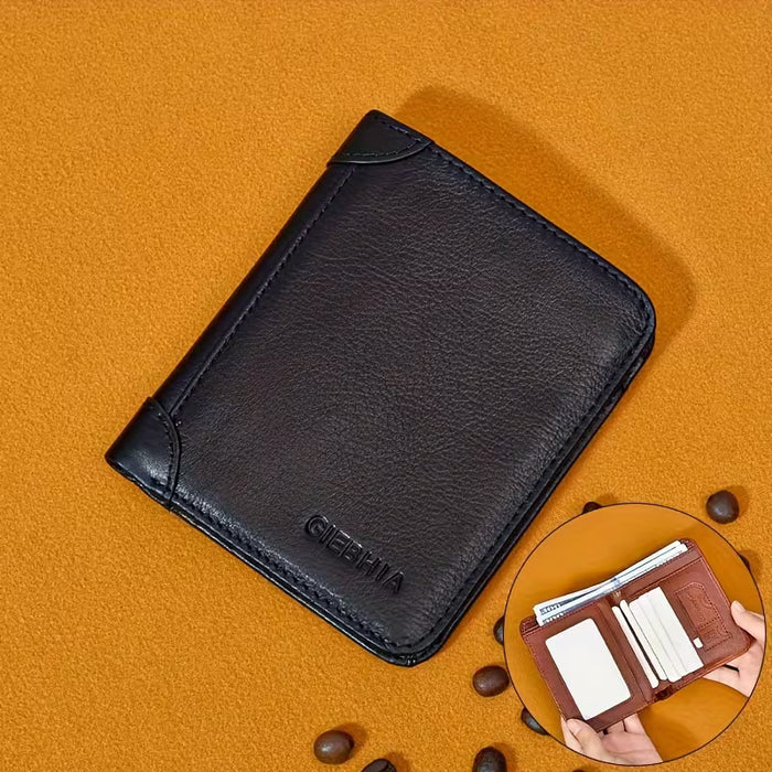 Billetera de cuero artesanal, Billetera de cuero genuino con protección RFID para hombres
