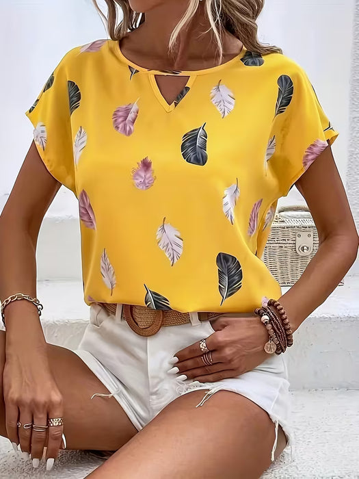 Camiseta de Cuello Redondo con Estampado floral