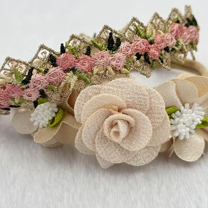 3 piezas de diseño de lazo de rosa marrón, diadema de flor 'S' suave y elástica