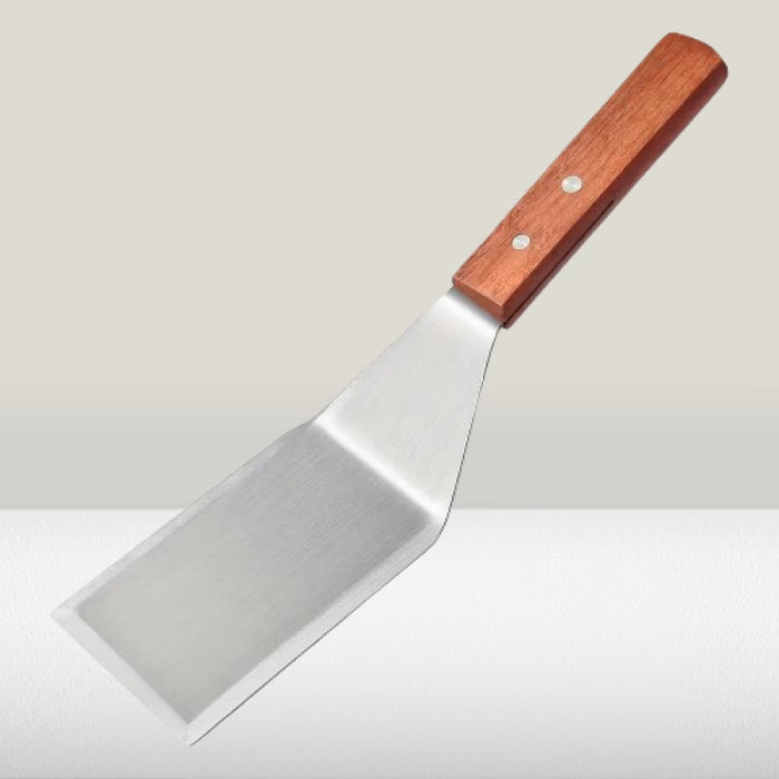 Pala de Acero Inoxidable con Borde Biselado y Mango de Madera Dura