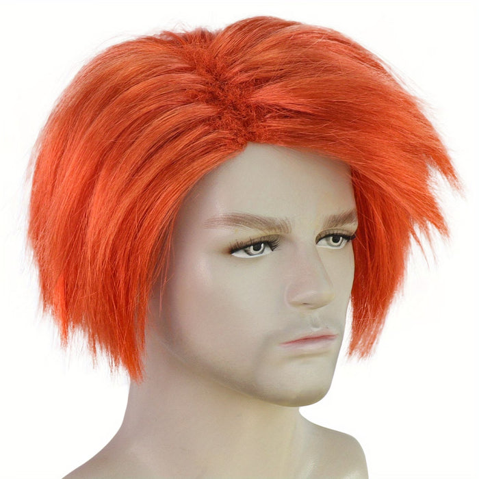Peluca corta naranja sintética está diseñada para disfraz de chucky
