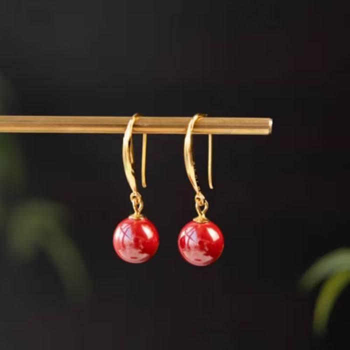 Aretes de cuentas de piedra natural hechas a mano para mujer