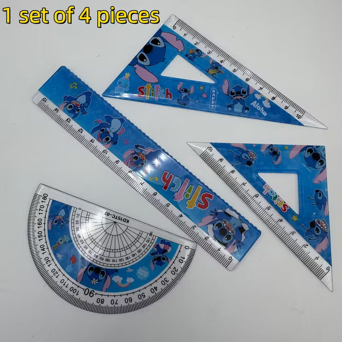 SHEIN Juego de 4 reglas - Regla triangular azul para dibujo y material de matemáticas