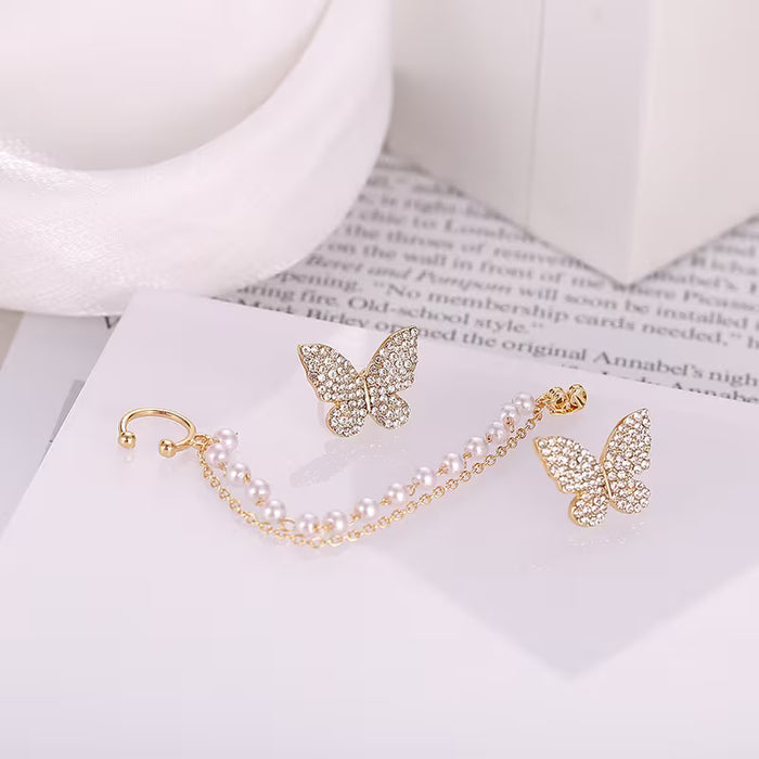 2 Piezas de Pendientes de Mariposa con Efecto de Clip