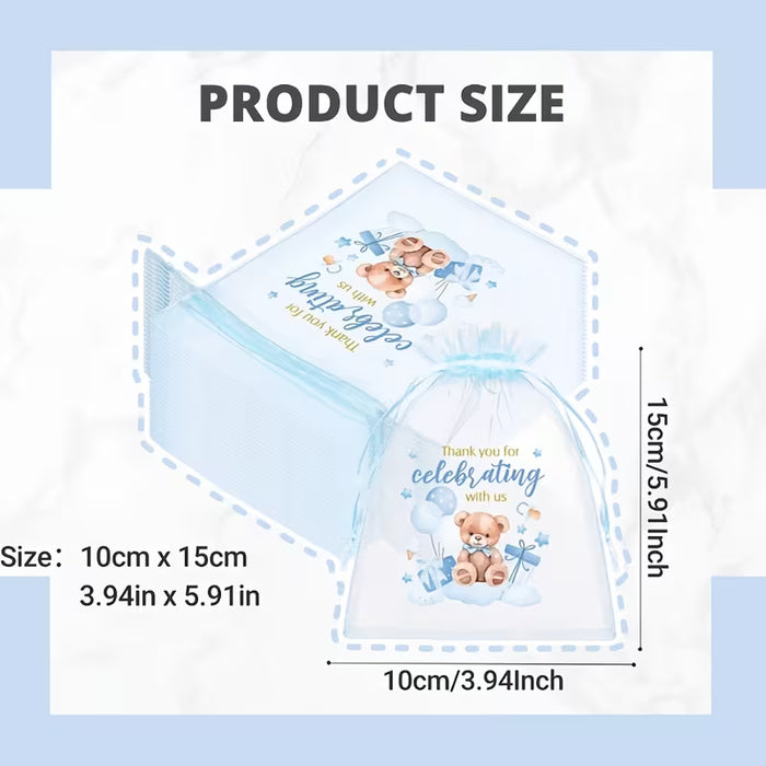 12 bolsas de regalo para baby shower, de gasa transparentes