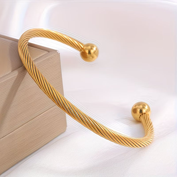 Shein Camhanno Pulsera abierta de acero inoxidable vintage