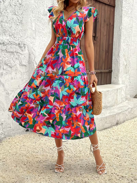Vestido floral de moda elegantes para mujer