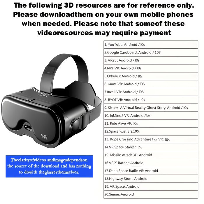 1 pieza Gafas de realidad virtual VR 3D, lentes mejorados, gafas VR inteligentes