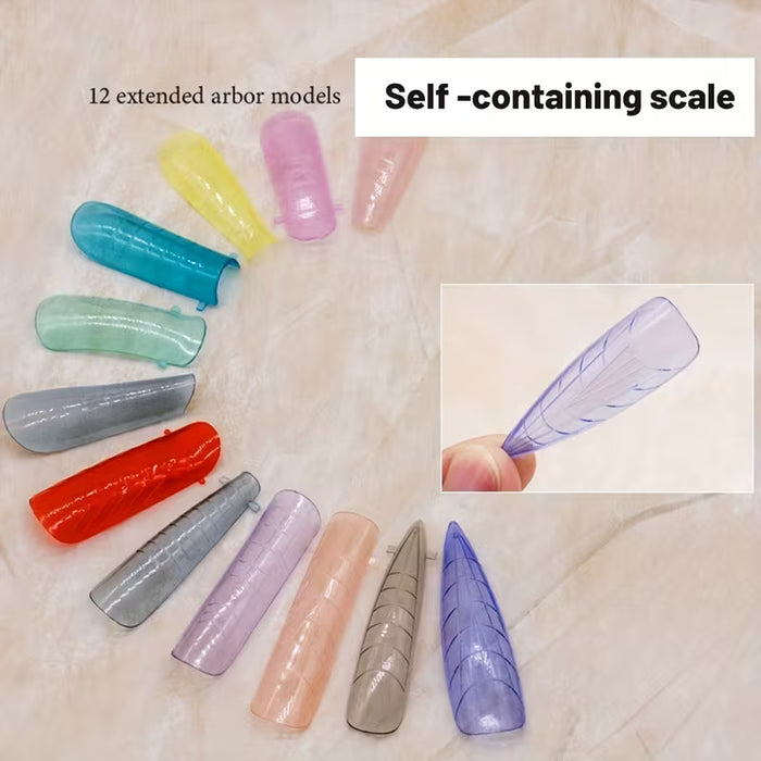 Shein 288 piezas de uñas largas y transparentes en forma de ataúd y ovaladas vibrantes para moldes de extensión