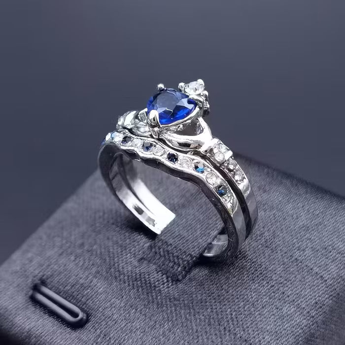 Conjunto de 2 Anillos de Pareja con Corazón y Circonia