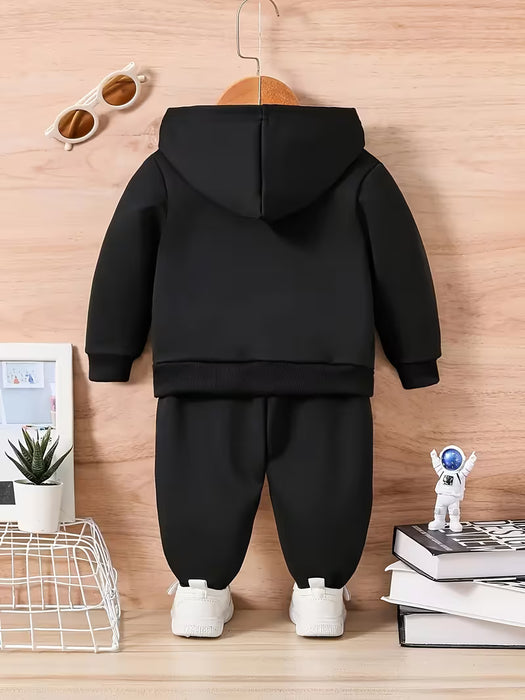 Conjunto de sudadera con capucha de manga larga para niño con diseño del número 23 y pantalones a juego