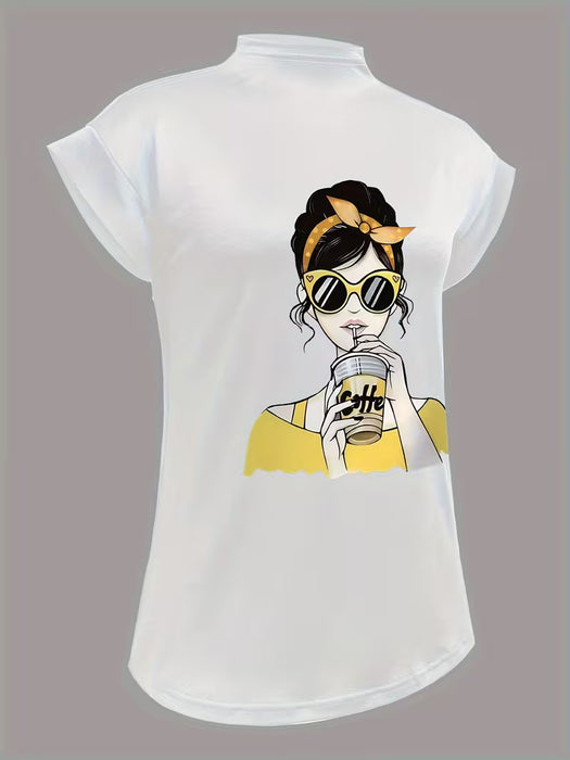 Camiseta Casual sin Mangas de Moda para Mujer con Estampado