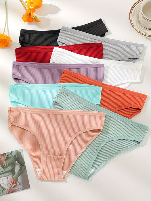 Un paquete de 10 bragas triangulares para mujer, puras, cómodas y transpirables