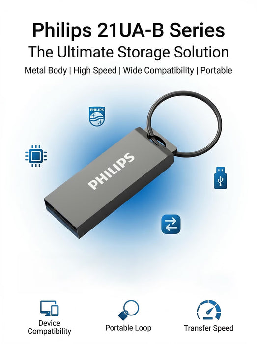 Memoria USB PHILIPS de aleación de zinc, disponible en múltiples capacidades de 128GB