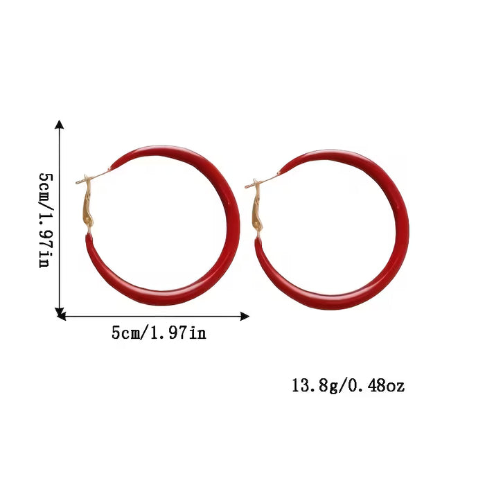 Pendientes de mujer rojo retro y elegante, con hebilla dorada